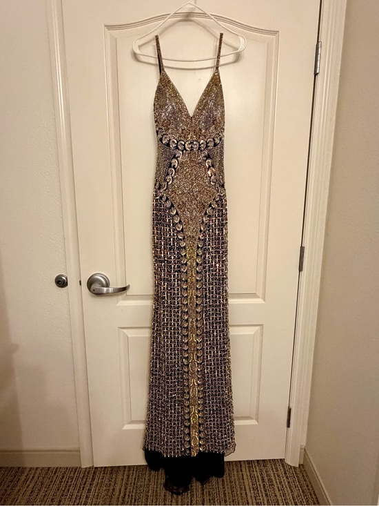 Jovani Dresses & Skirts - Jovani Gold Beaded Spaghetti-Strap Prom Gown